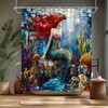 FAXTOZ Nautical Mermaid Shower Curtain Stained Glass Underwater Ocean Coastal