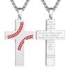 Zocomi Cross Necklace for Men Baseball Pendant Chain Silver Stainless