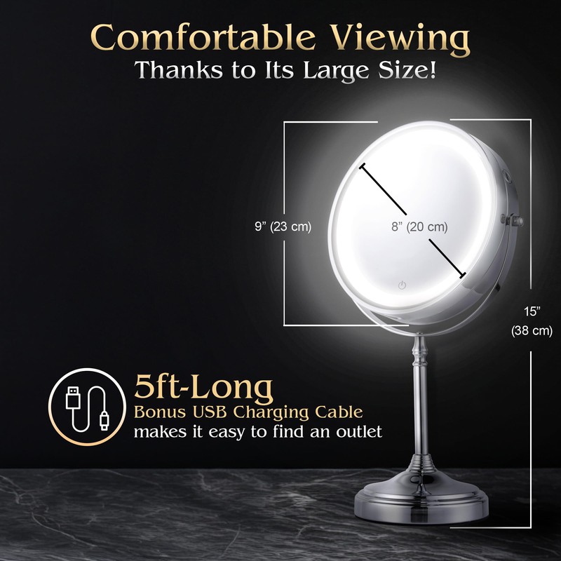 Super Zoom 15X Magnifying Makeup Mirror with Lights - 15X