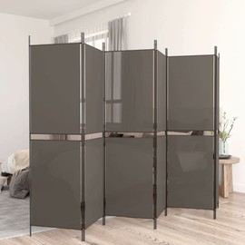 vidaXL 6-Panel Room Divider, Anthracite - 118.1"x78.7", Fabric and Iron Construction, Foldable Design for Easy Storage, Ideal for Home and Office Use