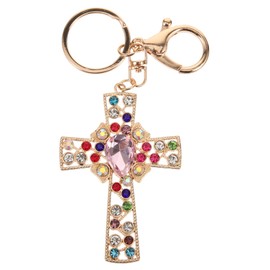 COLLBATH Sturdy Alloy Keychain Cross Keyring Heart Pendant Decorative Keychain for Women Men Bag Phone Pendant