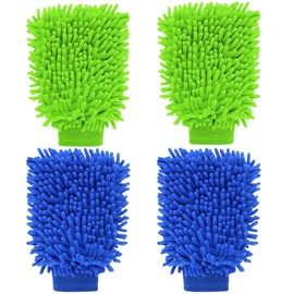 LUMOOM 2 Stück Waschhandschuh Auto, Chenille Autowaschhandschuh, Autopflege Mikrofaser Handschuh, Extra Saugstark Und Schonend Weich, Kratzfreier Autowaschhandschuh (A)