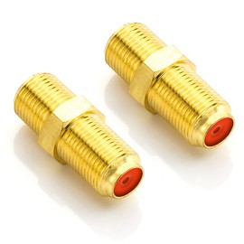 deleyCON 2 x SAT Adapter Connectors Coaxial Cable Extend 2 x F-Female Wide Nut Gold-Plated for Satellite Cable BK Systems