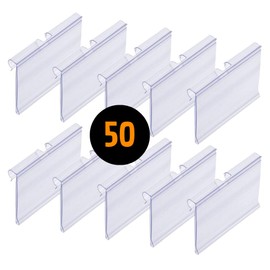 Pack of 50 Price Tag Holders for T-Hooks. For Label Size 39 x 65 mm. Transparent. Suitable for Clear Labels, Price Labels, Price Tags for Shops, Price Tag Holders
