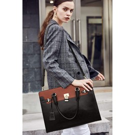 BOSTANTEN Briefcase for Women 15.6 inch Leather Laptop Bag Vintage Slim Lawyer Business Bag Stylish Work Purse