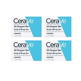 CeraVe SA Cleanser Bar for Rough & Bumpy Skin Bundle - of 4 Bars With 3