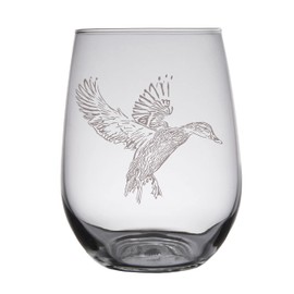 Duck Engraved Stemless Wine Glasses (Set of 2)