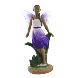 United Treasures Ebony 9.5" Fairy Flying in Purple Figurine, Hand-Painted Resin Collectible