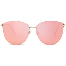 SOJOS Mirrored Flat Lens Fashion Sunglasses for Women SJ1085 Gold Frame/Gold Pink Mirrored Lens