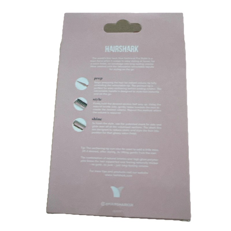 HairShark Retractable Hair Comb Pink Styling Tool for Volume &