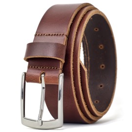 Ashford Ridge Made in England 34mm Full Grain Leather Belt with Classic Buckle - Antique Brown 3XL
