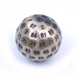 DollaTek Metal Polyhedral Dice 100 Sides 50mm Used for Dungeon and Dragon DND Dice Game - Bronze