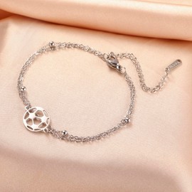 Dreamtimes Anklet Women Anklet Football Anklet Sports Ball Anklet Jewellery Trendy Sports Fan Jewellery Collection Gift for Athletes Friends Graduation Sports Gifts, M, Stainless Steel, Not