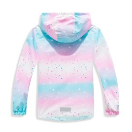 MGEOY Girls Rain Jacket Lightweight Waterproof Hooded Fleece Lined Raincoat Windbreakers for Kids Pink 8/9