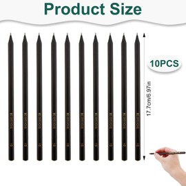 CJMUQHEHH Set of 10 Black Pencils - HB Hardness, Shatterproof Lead, 2.4mm Lead Diameter, Ideal for School, Office and Creative Projects