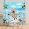 ChloropLastid Funny Cat Shower Curtain Ocean Lovely Swimming Kitten Turtle