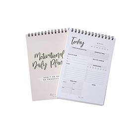 Daily Planner to Do List Notepad Undated Organizer Spiral Notebook -100 Tear Off Sheets - Cute Motivational Desk Day Planner Pad - 7x10" Desk Calendar Note Pads