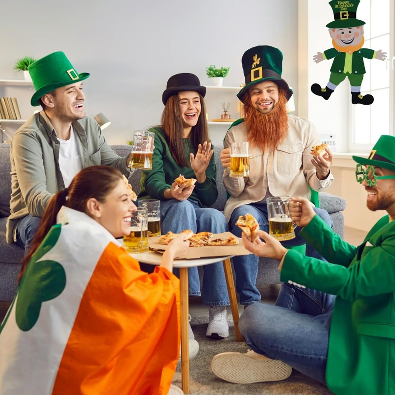 Greenbrier Saint Patricks Day Decor - Jointed Felt Leprechaun Hanging