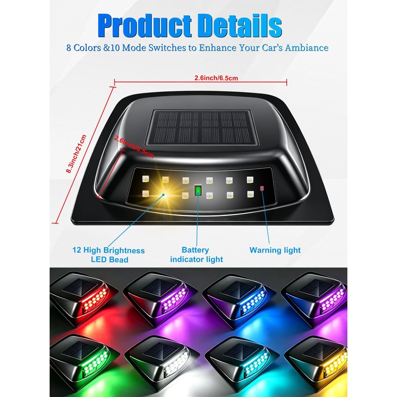 2026 Upgrade Solar Cab Lights for Truck, Solar Car Roof