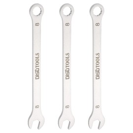 HARFINGTON 3pcs Thin Combination Wrench Metric 8mm Torx Ended Box 15 Degree Offset Open End Stainless Steel, Silver Tone