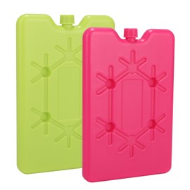 Ice Packs for Cool Bag, Pack of 2 Ice Packs, Small, Reusable, Portable Ice Packs, Flat, Ice Packs for Cool Bag, Klach for Picnic, Fishing, Travel, Camping, Outdoor Activities (Green + Rose Red)