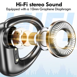 kurdene Wireless Earbuds Bluetooth Headphones Sport,Over Ear Buds with Deep Bass Sound,60Hrs Playtime Earphones Redesigned Comfort Fit with Earhooks for Running,Meeting,Workout-Black