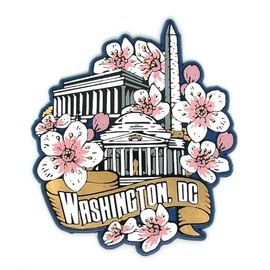 Washington D.C. Monuments with Cherry Blossoms Fridge Magnet