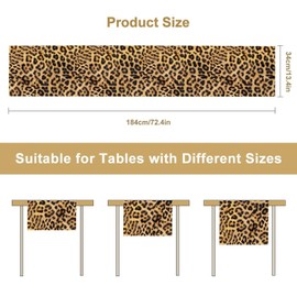 ShiTingYu Leopard Print Dinning Table Runner, Cotton Linen Rustic Cottage Country Farm Safari Wildlife Fur Print Table Runners for Table Dresser Runner Dinning Kitchen Party Holidays Home, 13x60 Inch
