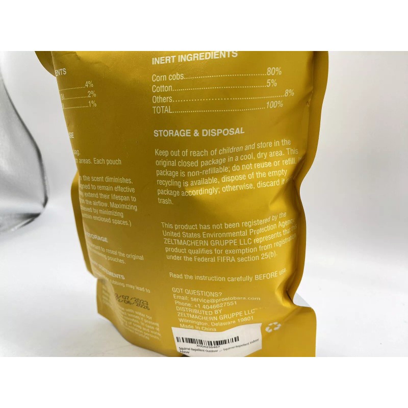 Pro Elobara Natural Squirrel Deterant Pouches Rodent Chipmunk For Indoor/Outdoor