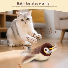 Juguetes Interactivos para Gatos, Juguetes de Simulación de Pájaro Aleteando, Peluche Extraíble de Simulación de Pájaro para el Ejercicio Interior del