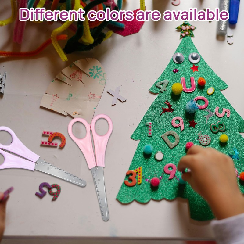YIKTUNQ Kids Scissors with cm Scale, 2 Pcs 13 cm