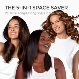 Flat Iron Hair Straightener Brush 2 in 1, 200M Ions Ceramic Hot Comb