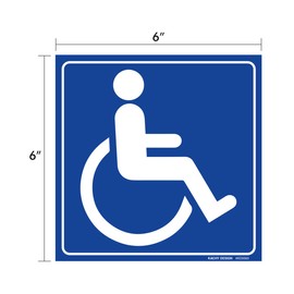(Set of 4) Handicap / Disabled Wheelchair Accessible Sign | 6" x 6" | 4 Mil Vinyl | LAMINATED For Extra Durability - Self Adhesive Decal - UV Protected & Weatherproof - Heavy Duty
