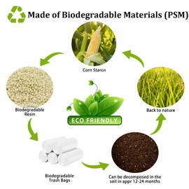 Biodegradable Bin Liners Bags 100 pcs, 20L/ 4-6 Gallon Biodegradable Trash Bags Compostable Bags Rubbish Bags Waste Bags, Tough, Compost Bags for Garden, Office, Home