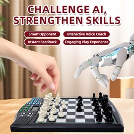 CNSENIOR Talking Chess Academy Set - AI Electronic Chess Board with Voice Tutor, Magnetic and Portable, Ideal for Brain Training, Beginners, Improving Players, All Levels, Perfect as a Kids’ Gift