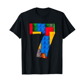 7 Years Old Blocks Building Master Builder 7th Birthday Kid T-Shirt