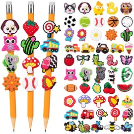 WDAHDHP Pencil Clip Topper, 50 Pcs Different Pencil Topper Decoration, Cute Pencil Charms for Kids Students School Gifts Classroom Rewards