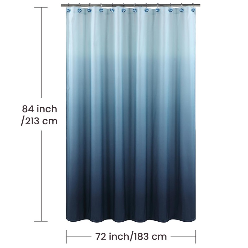 BESTRIPES Extra Long Shower Curtain, Blue Ombre Fabric Shower Curtains