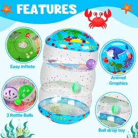 Crawling & Walking Baby Toys 6-12 Months Glowing Jumbo Inflatable Rolling Infant Toy 7 8 9 10 12-18 Month Old Tummy Time Sensory Development Light Up Toys for 1 2 Year Old Boy Girl Birthday Gifts