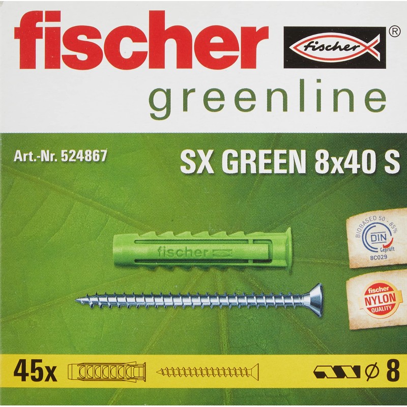fischer 524867 SX Green Expansion Wall Plug with Screw -