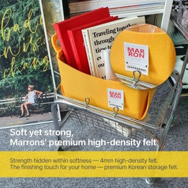 MARRONS Collapsible GRAY Felt Storage Bin Medium 11"x7.1"x7.1" – Foldable Basket with Handles for Closet, Toy Storage, Laundry Room Organization, Decorative Storage Bins for Shelves, Cube Storage