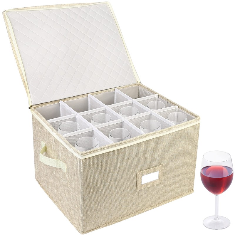 LotFancy Stemware Storage Container, Hard Shell, Stackable Wine Glass Storage