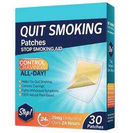 30 Parches Dejar Fumar Paso 1 2 3 Control Ansiedad,Parches de Nicotina 21 mg, Ayuda para Dejar de Fumar, Tratamiento 2 Semanas (Paso 1 30 Piezas)     