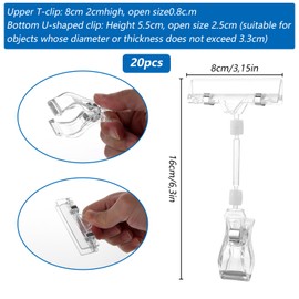 APACALI Pack of 20 price tag holder, price tag clip, rotating sign holder, price tag stand clip, display clip holder, price tag clip, holder for price tags