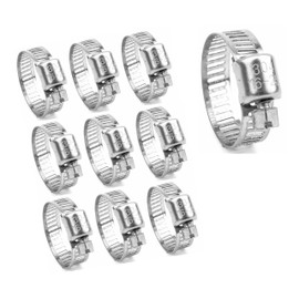 Assorted Jubilee Clips Set - 10 Piece 16-25mm Hose Clips & Pipe Clips, Adjustable Worm Drive Tube Joining Clip, 304 Stainless Steel Clamps for Garden, Pool, Washing Machine, and More