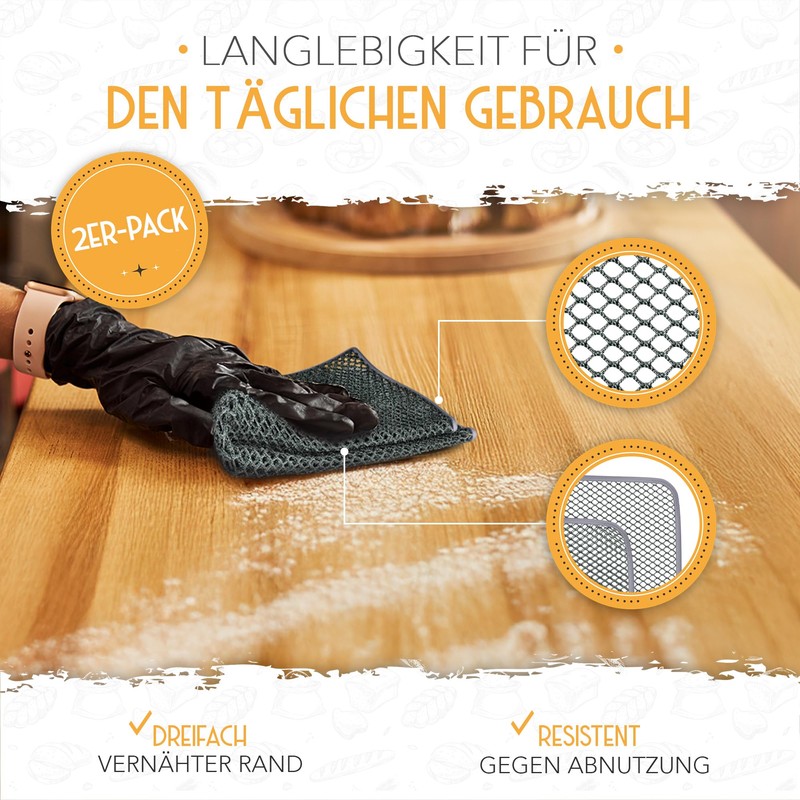 KRUSTENZAUBER Set of 2 dough cleaning cloths for stubborn dough