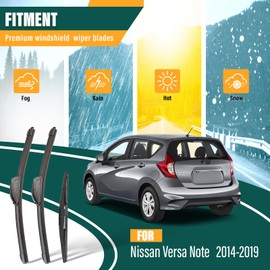 KVQ Windshield Wiper Blades Replacement for Nissan Versa Note 2014 2015 2016 2017 2018 2019,Original Equipment Replacement Front Rear Wiper Blade Set - 28" 12" 12" (Set of 3)