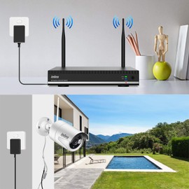 JouSecu Wireless Security Camera System with 8CH NVR Kit 1-Way Audio, 1080P Home WiFi Camera System for Outdoor Indoor Use, 4Pcs IP Wireless Security Camera Outdoor for Night Vision without Hard Drive