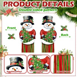 DoubleFill 8pcs Christmas Windsocks Outdoor Hanging Decorations with Tassels Snowman Yard Decorations for Outside 3.3ft Xmas Decorative Signs for Wall Tree Home Lawn Yard Party Supplies Garden Decor