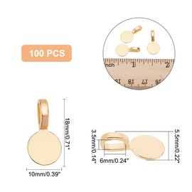 DICOSMETIC 100Pcs Glue on Bails Pendants Golden Alloy Flat Pad Charms Base Blank Settings Pendants Jewelry Bails for Jewelry Making, Hole: 6x3.5mm